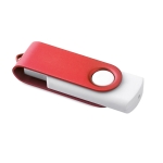 Pen drive com corpo de borracha branco e clipe colorido Whitemate cor vermelho