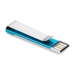 Pen USB personalizada plana com clipe de metal Metalclip cor azul