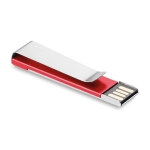 Pen USB personalizada plana com clipe de metal Metalclip cor vermelho