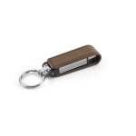 Porta-chaves USB personalizados de metal com protetor de couro Magring cor castanho