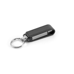 Porta-chaves USB personalizados de metal com protetor de couro Magring cor preto