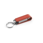 Porta-chaves USB personalizados de metal com protetor de couro Magring cor vermelho