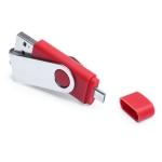 Pens USB corporativas alongadas conector telemóvel Techmate OTG cor vermelho