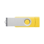 Pens USB corporativas alongadas conector telemóvel Techmate OTG cor amarelo