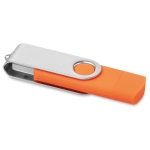 Pens USB corporativas alongadas conector telemóvel Techmate OTG cor cor-de-laranja