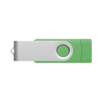 Pens USB corporativas alongadas conector telemóvel Techmate OTG cor verde-claro