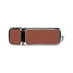 Elegante pen drive com tampa que combina pele e metal Classic cor castanho