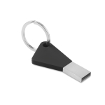 Porta-chaves USB de silicone e metal colorido com porta-chaves Trend cor preto