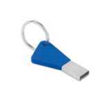 Porta-chaves USB de silicone e metal colorido com porta-chaves Trend cor azul