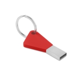 Porta-chaves USB de silicone e metal colorido com porta-chaves Trend cor vermelho