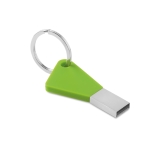 Porta-chaves USB de silicone e metal colorido com porta-chaves Trend cor verde-lima