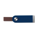 USB retráctil com tira de pele para serigrafar USB Slide Flash cor azul