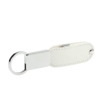 Porta-chaves USB personalizado de pele com sistema giratório Leather cor branco