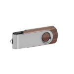 Pen USB de madeira corporativa com clipe giratório branco Woodwhite cor madeira escura