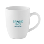 Caneca de cerâmica arredondada e estreita de 300ml Crescent Plus cor branco segunda vista principal