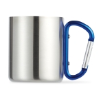 Canecas de aço inox com asa de mosquetão colorida 220ml Metalhook cor azul segunda vista