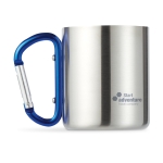 Canecas de aço inox com asa de mosquetão colorida 220ml Metalhook cor azul vista principal segunda vista