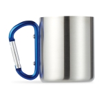 Canecas de aço inox com asa de mosquetão colorida 220ml Metalhook cor azul terceira vista