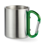 Canecas de aço inox com asa de mosquetão colorida 220ml Metalhook cor verde