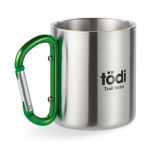 Canecas de aço inox com asa de mosquetão colorida 220ml Metalhook cor verde vista principal