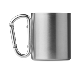 Canecas de aço inox com asa de mosquetão colorida 220ml Metalhook cor prateado mate segunda vista