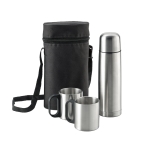 Conjunto de termo personalizado com canecas de aço 500ml Picnic Set cor prateado