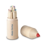 Conjunto de 12 lápis de cor em caixa com forma de lápis Pencil cor madeira vista principal