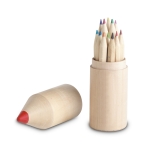 Conjunto de 12 lápis de cor em caixa com forma de lápis Pencil cor madeira oitava vista