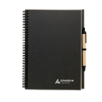 Caderno publicitário reciclado com caneta, folhas B5 lisas EcoBasic Large cor preto vista principal