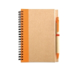 Caderno papel reciclado com detalhe colorido, folhas B6 lisas EcoColors cor cor-de-laranja