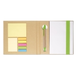 Conjunto de artigos de papelaria com notas, folhas e caneta RecycloSet cor verde-lima