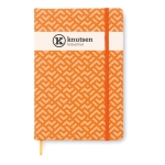 Caderno de bolso de páginas com riscas folhas A6 pautadas cor cor-de-laranja segunda vista principal