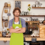 Aventais de cozinha personalizados feitos de algodão 180 g/m2 Chef cor verde-lima vista conjunto principal