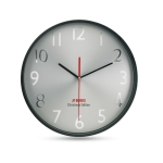 Relógio publicitário com mostrador prateado para empresas WallClock cor preto segunda vista principal