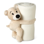 Manta polar personalizada infantil com peluche em forma de ursinho cor branco