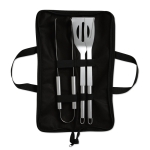 Conjunto de 3 utensílios para barbecue com bolsa non-woven Brasserie cor preto