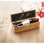 Conjunto de vinho personalizado em caixa de bambu promocional Semillon cor madeira quarta vista conjunto 2