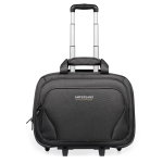 Trolley de poliéster com bolso para laptop Executive 17 cor preto terceira vista principal