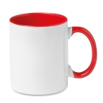 Caneca de cerâmica com asa e interior colorido 300ml Sublim Color cor vermelho