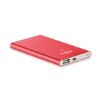 Bateria externa personalizada em alumínio de 4.000 mAh Powercard Alu cor vermelho vista principal