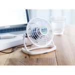 Ventilador USB publicitário de design com cabo USB Vintage cor branco segunda vista conjunto principal