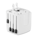 Adaptador de viagem barato da marca Skross para presentear clientes cor branco sexta vista