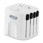 Adaptador de viagem barato da marca Skross para presentear clientes cor branco vista principal