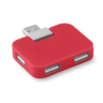 Hub personalizado barato de plástico com 4 portas USB Cuadrado cor vermelho