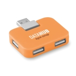 Hub personalizado barato de plástico com 4 portas USB Cuadrado cor cor-de-laranja vista principal