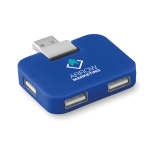 Hub personalizado barato de plástico com 4 portas USB Cuadrado cor azul real vista principal