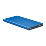 Powerbank solar para brindes de 8.000 mAh Powercard Solarslim cor azul real quarta vista