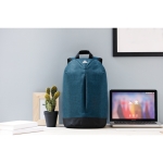 Mochila promocional antirroubo de poliéster 600D SaveTrip cor azul vista conjunto