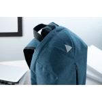 Mochila promocional antirroubo de poliéster 600D SaveTrip cor azul terceira vista conjunto