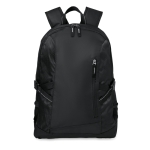 Mochila promocional para portátil de 15'' com detalhes ripstop City cor preto